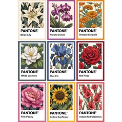Pantone Flower Sticker Seti (9 adet)