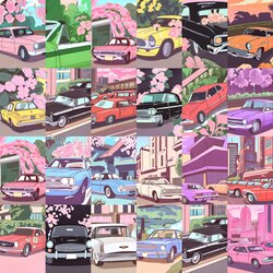 Retro Car Scrapbook Kağıt Seti (24 adet)