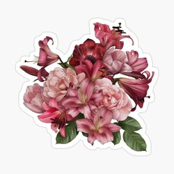 Bouquet of Pink Flowers Tekli Sticker