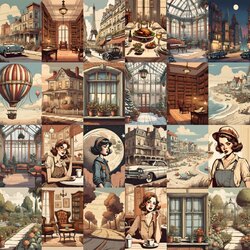 Vintage Life Theme Scrapbook Kağıt Seti(24 adet)