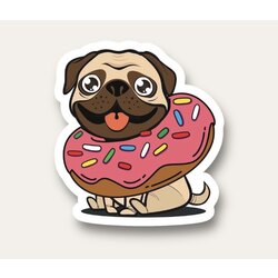 Pug with Donut Tekli Sticker