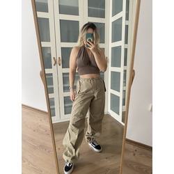 Bej paraşüt kumaş pantolon