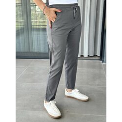 Beli Lastikli Duble Paça Koyu Gri Pantolon 