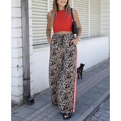 Leopar Desenli Şeritli Pantolon 