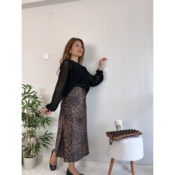 Leopar Desenli Çan Etek 