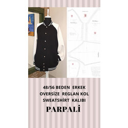 48/56 beden owersize erkek reglan kollu kalıp