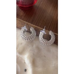 VIP Topçuklu Halka Küpe Silver