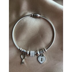 ÇELİK PANDORA MODEL Kalpli Bileklik