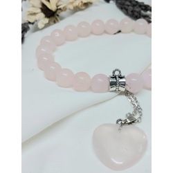 DOĞAL PEMBE KUVARS TAŞI KOLYE BİLEKLİK SET 