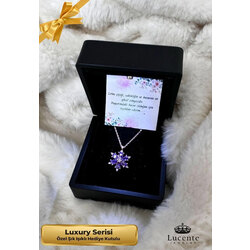 Luxury Serisi Isikli Hediye Kutulu Mor Lotus Çiçegi Rose Kaplama 925 Ayar Kararmaz Gümüs Kolye