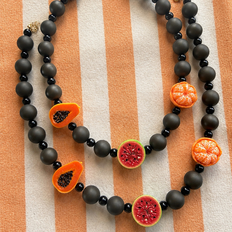 Papaya&karpuz&mandalina tasarım siyah kolye