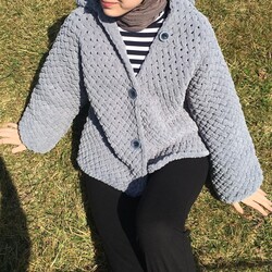 hasır model şapkalı hırka