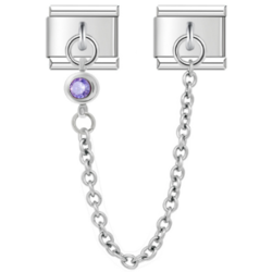 İtalyan Charm - Zincirli ve Mücevherli Çift Charm (9mm)