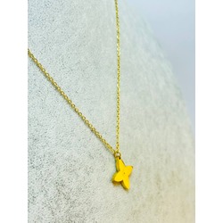 Çiçekli Çelik Kolye, 41 cm Gold