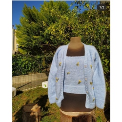 Mavi crop ve hırka