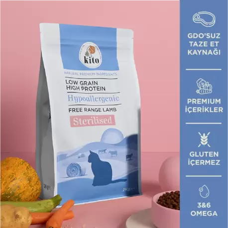 Kito Doğal Besi Kuzu Etli Kısır Kedi Maması 2 KG