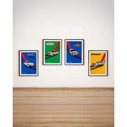 4'lü Retro Ralli Serisi Tablo (40x55cm)