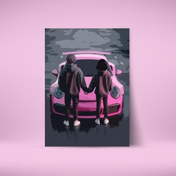Porsche Couple Foreks Tablo (35x50cm)