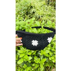 crochet bel&çapraz çanta siyah