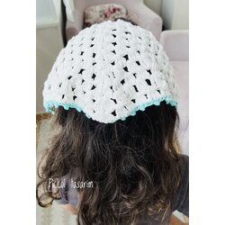 crochet beyaz üçgen bandana