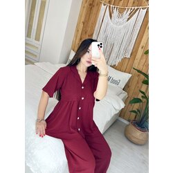 Düz renk bordo pileli model