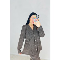 Kahverengi siyah kareli pileli model