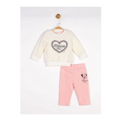 Minnie mouse kız çocuk peluş sweatshirtlü takım
