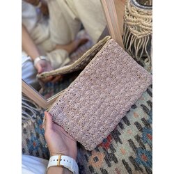 Krem Örgü Clutch 