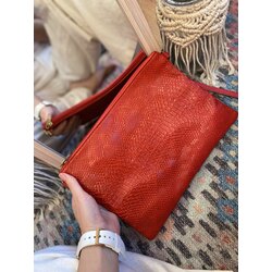 Croco Kırmızı Clutch 