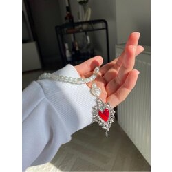 incili kalp kolye 