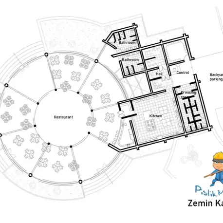 Yuvarlak Form Restoran Projesi ( DWG İndir )