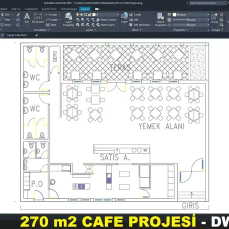 270 m² Cafe Projesi (DWG)