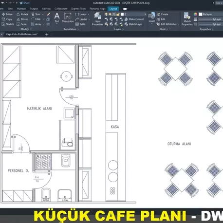 Küçük Cafe Planı Projesi - DWG İndir (Premium)