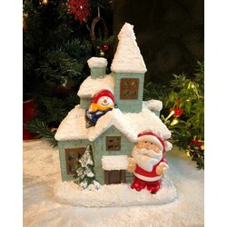 Mint Yeşili Noel Baba ve Kardan Adamlı Christmas Ev