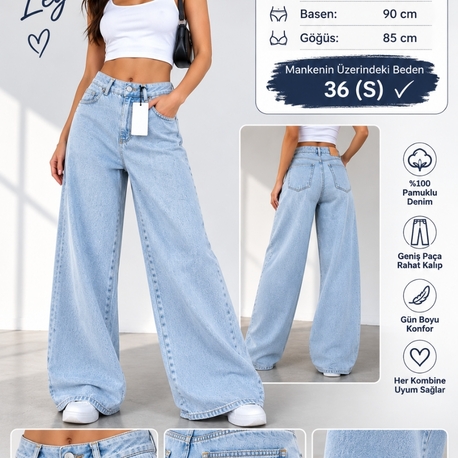 BAYAN WIDE LEG KOT PANTOLON
