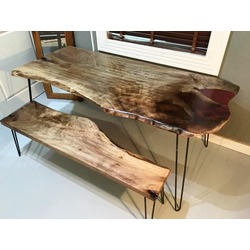 Ceviz Masif Masa ve Bench Takım