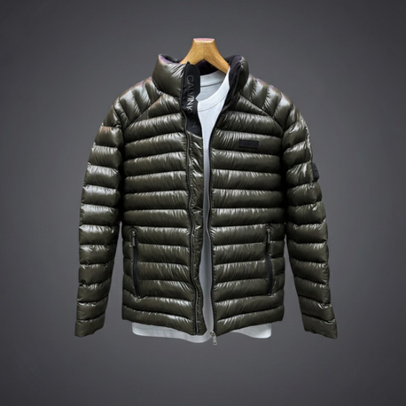 CK Logo Detaylı Parlak Şişme Mont - Premium Seri