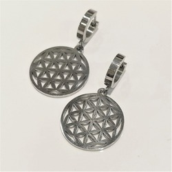 Yaşam Çiçeği Modeli Silver Çelik Halka Küpe