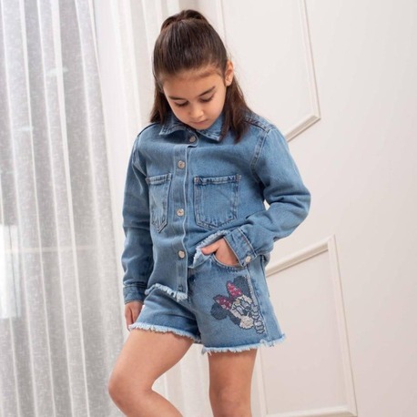 KIZ ÇOCUK KOT ÇEKETLİ ŞORTLU 2'Lİ TAKIM