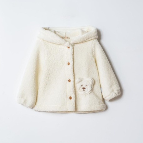 KIZ BEBEK KAPÜŞON DETAYLI PELUŞ CEKET