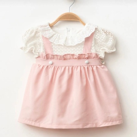 KIZ BEBEK DANTEL DETAYLI PAMUKLU ELBİSE
