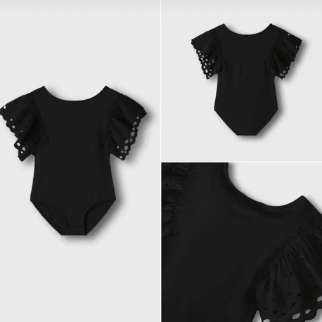 KIZ ÇOCUK KISA KOLLU PAMUKLU ÇITÇITLI BODY