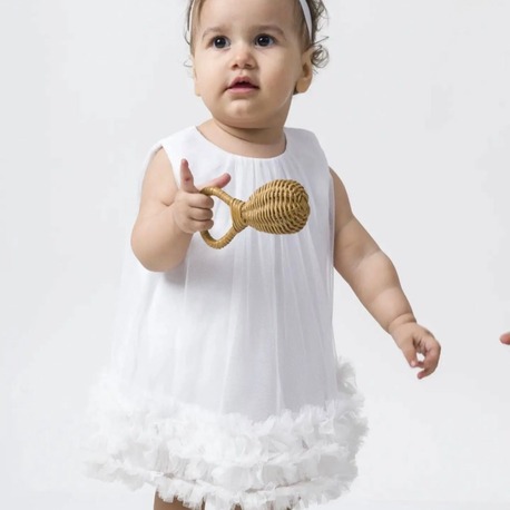 KIZ BEBEK TÜL DETAYLI TOKALI ÖZEL GÜN ELBİSESİ 