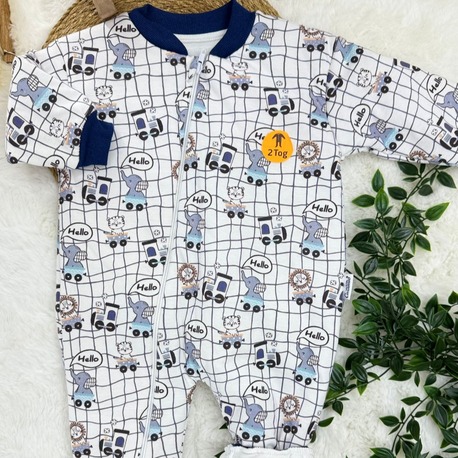 ERKEK BEBEK 2 TOG ARABA DESENLİ UYKU TULUMU %100 PAMUK KUMAŞ