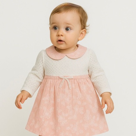 KIZ BEBEK YAKA DETAYLI %100 PAMUKLU ELBİSE