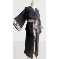 Çift kat müslin kimono pantolon takım