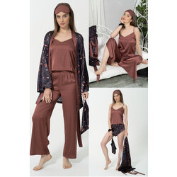 Leopar desen 7li saten set 