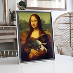 Mona Lisa ve Bebek Yoda Fan Art llüstrasyon Tasarımlı Tablo BOYUT:(A3) 30 x 42,0 CM |