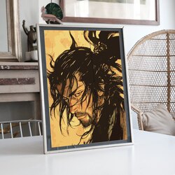 Vagabond Miyamato Musashi Portre llüstrasyon Tasarımlı Tablo BOYUT:(A3) 30 x 42,0 CM |