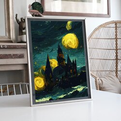Harry Potter Hogwarts Yağlı Boya llüstrasyon Tasarımlı Tablo BOYUT:(A3) 30 x 42,0 CM |
